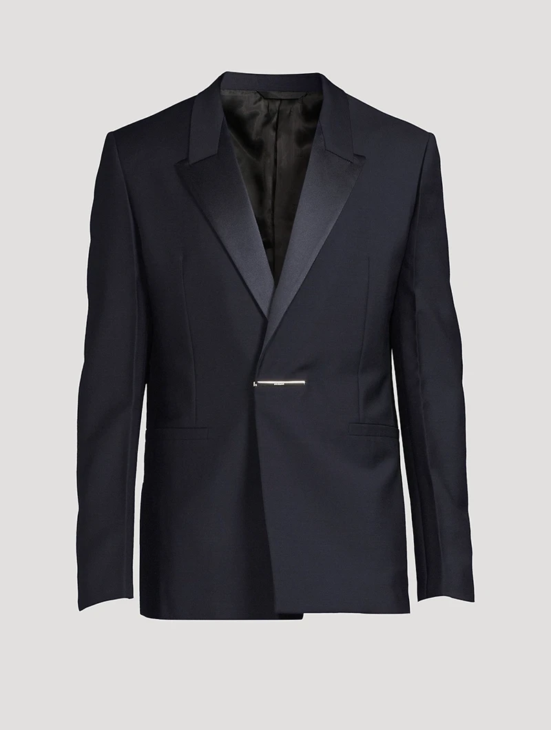 Wool And Mohair Slim-Fit Jacket With Satin Collar