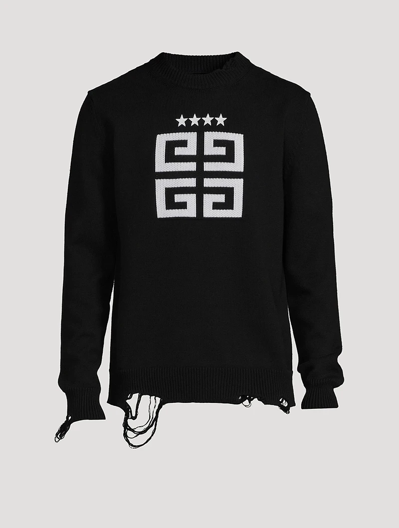 Star Embroidered 4G Logo Crewneck Sweater