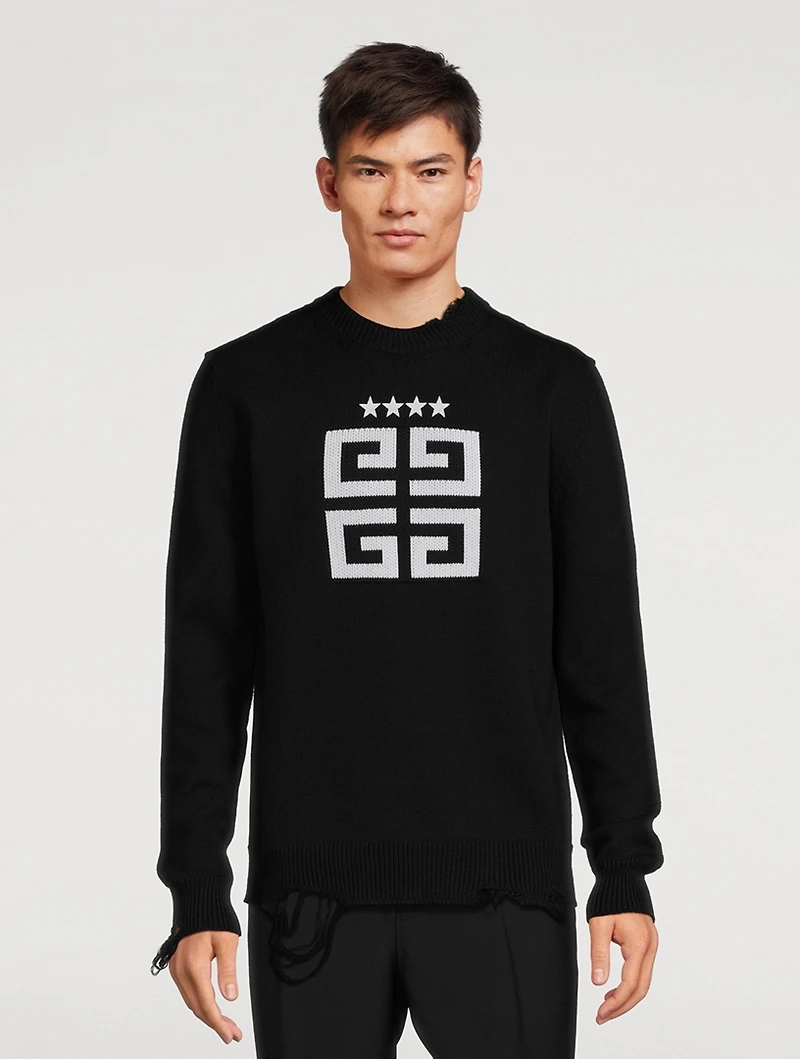 Star Embroidered 4G Logo Crewneck Sweater