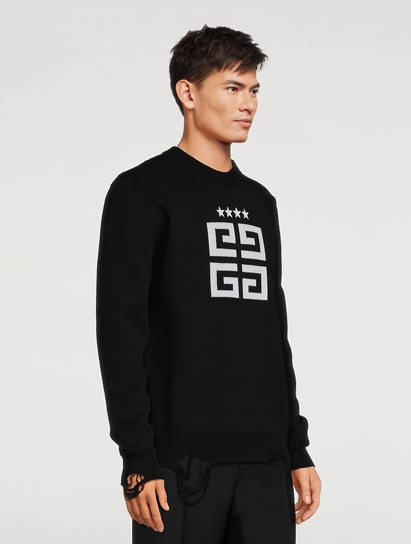 Star Embroidered 4G Logo Crewneck Sweater
