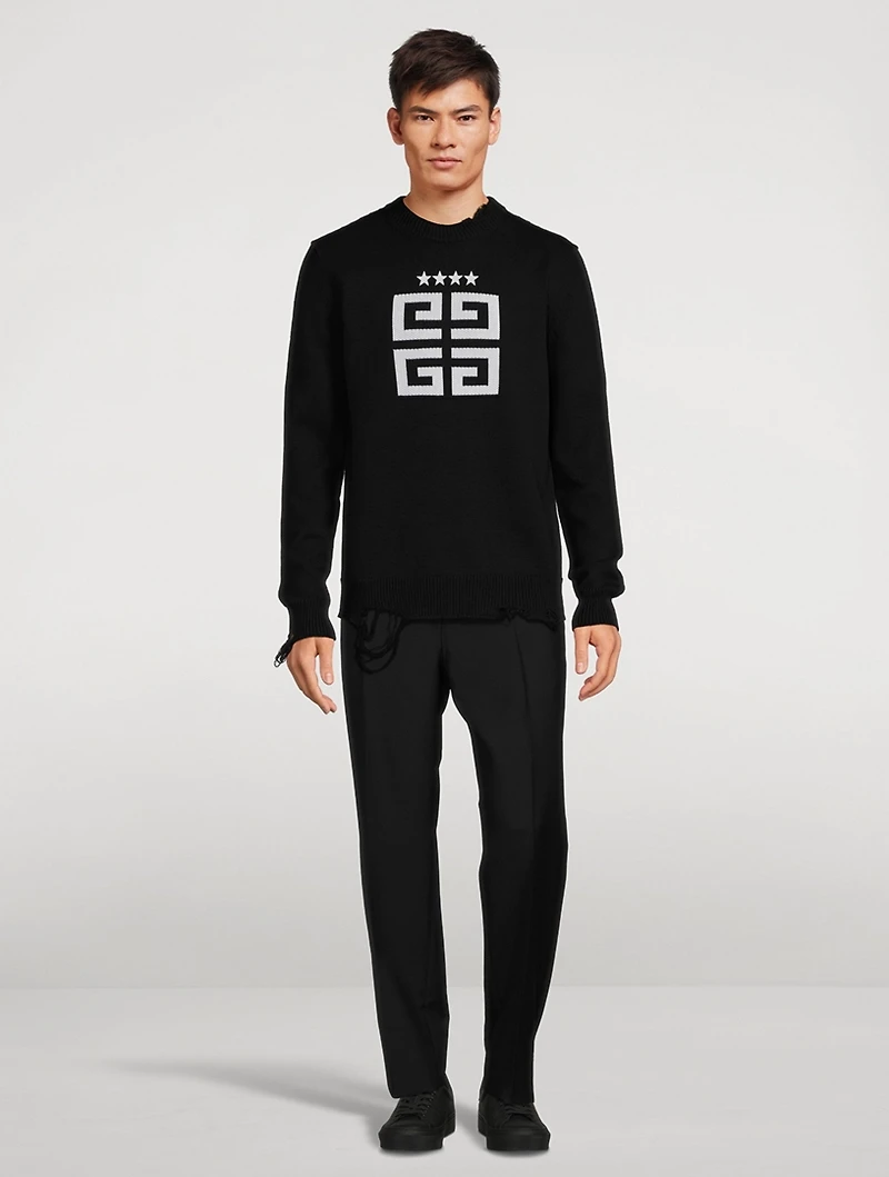 Star Embroidered 4G Logo Crewneck Sweater