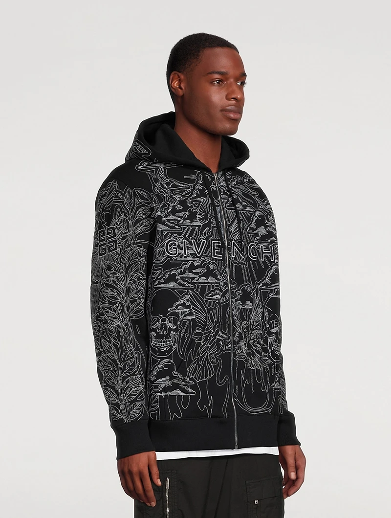 Base Classic Fit Zip Hoodie With Embroidered Logo
