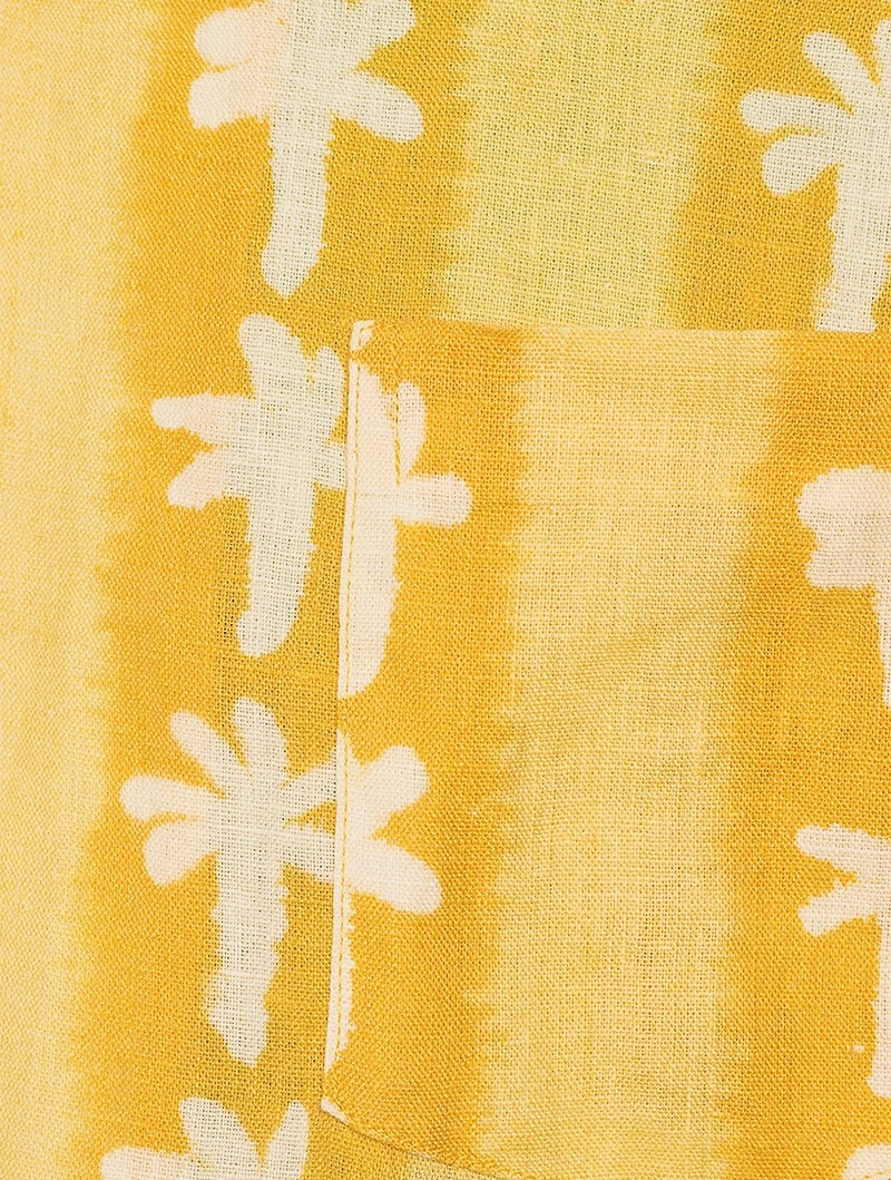 Linen Cuban Pajama Set Palm Stripe