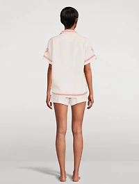 Linen Cuban Pajama Set With Embroidery