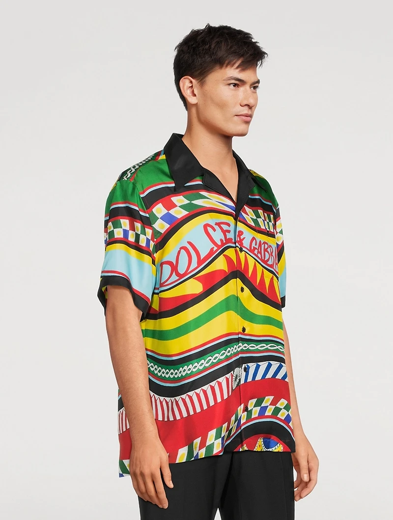 Silk Short-Sleeve Shirt Carretto Print