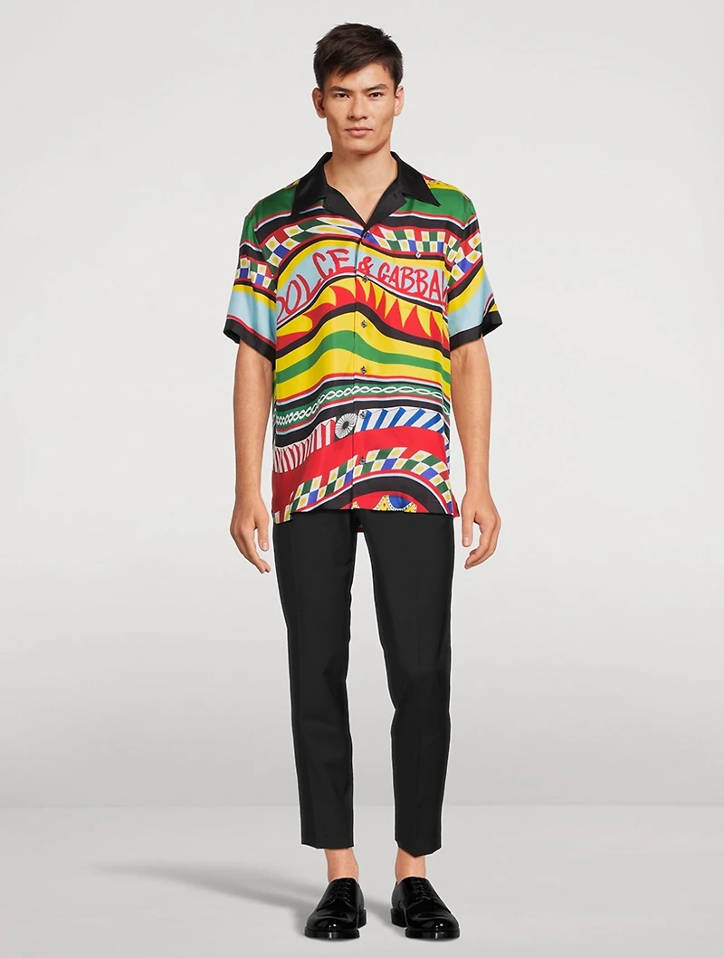 Silk Short-Sleeve Shirt Carretto Print
