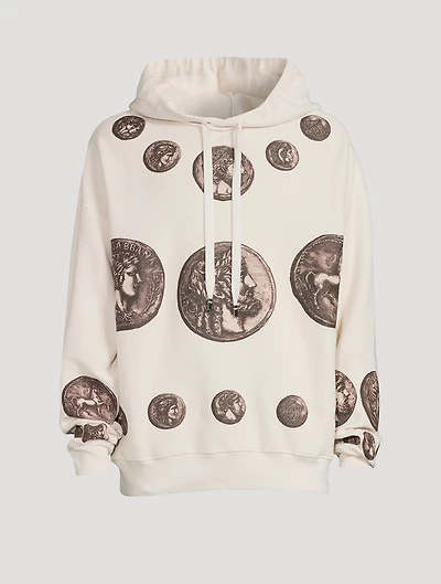 Cotton Hoodie Coin Print