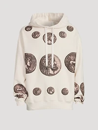 Cotton Hoodie Coin Print