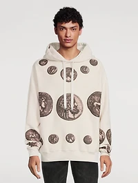 Cotton Hoodie Coin Print