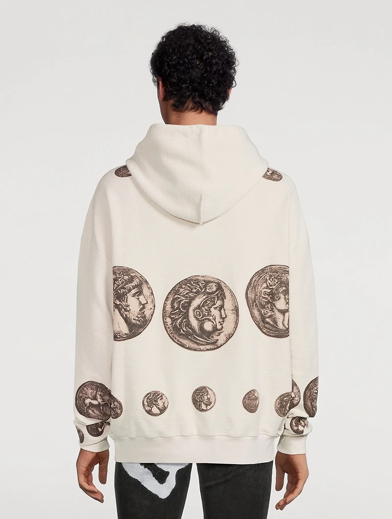 Cotton Hoodie Coin Print
