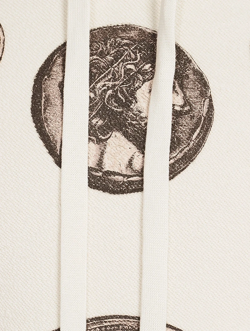 Cotton Hoodie Coin Print