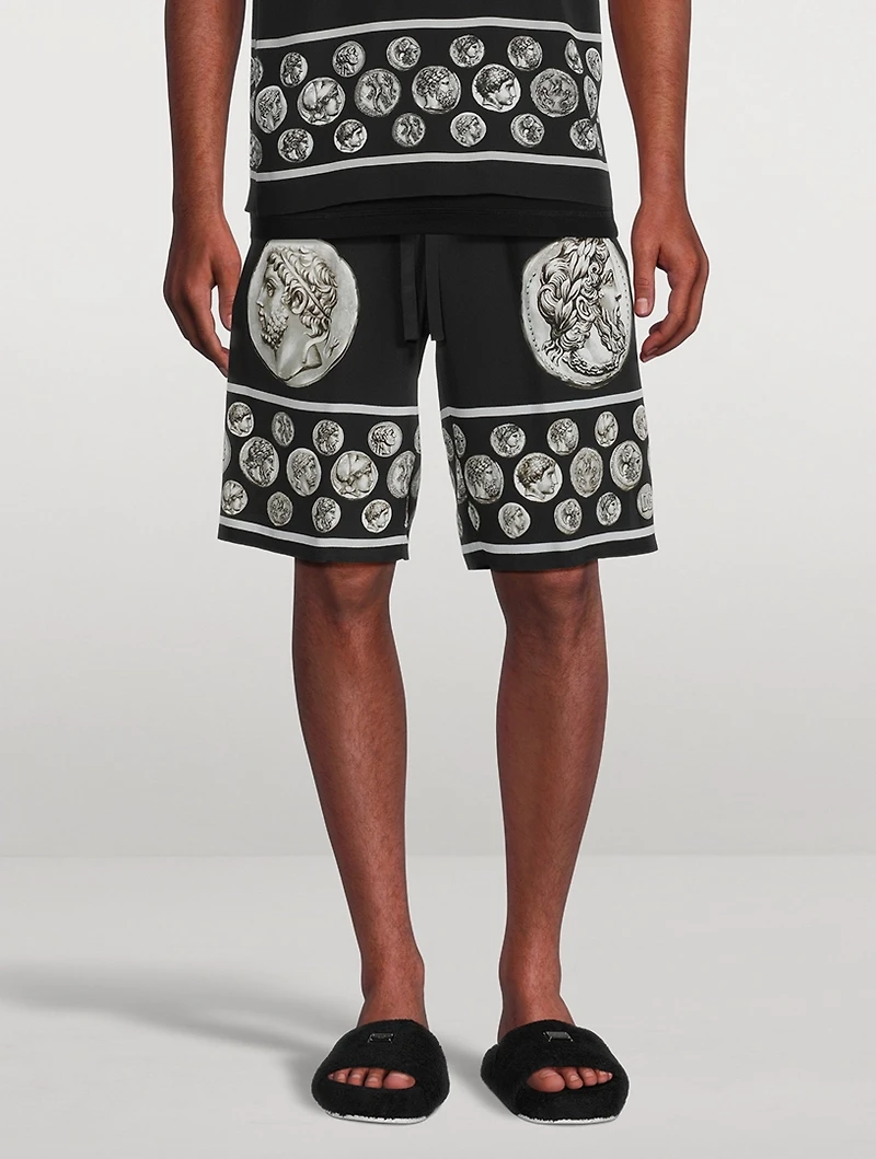 Silk Shorts Coin Print