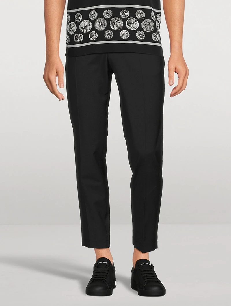 Wool-Blend Tailored Pants