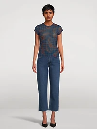 Mead Mesh T-Shirt Flower Check Print