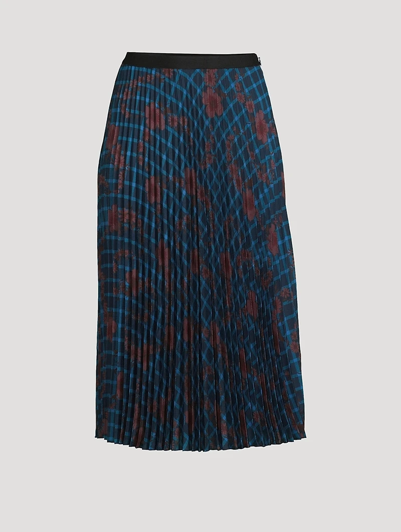 Karney Midi Skirt Flower Check Print