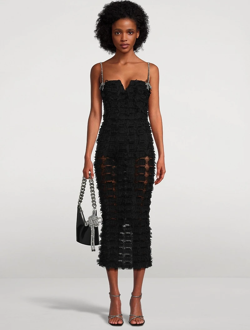 Cherie Amour Embellished Tulle Midi Dress