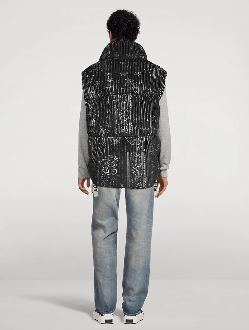 Bandana Corduroy Down Puffer Vest