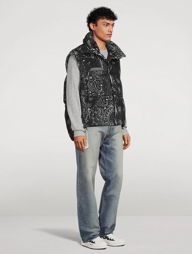 Bandana Corduroy Down Puffer Vest
