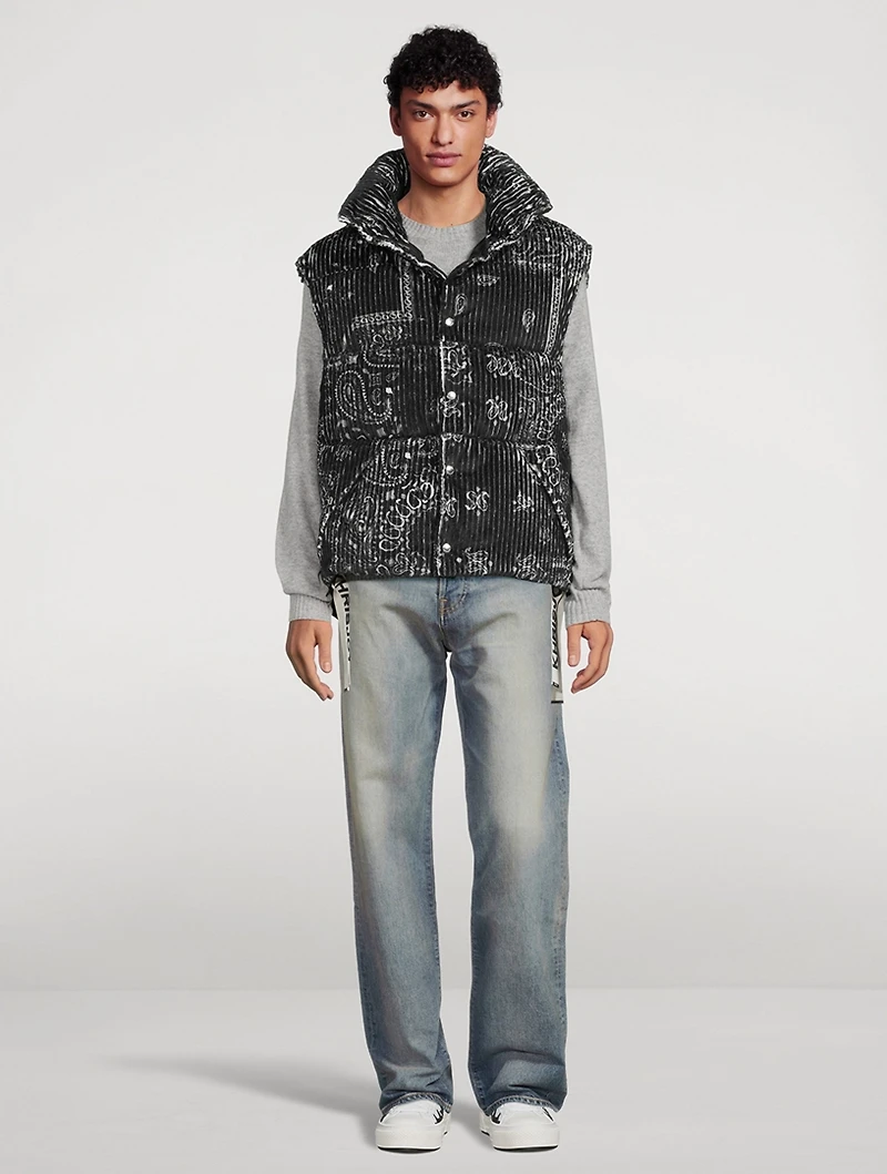 Bandana Corduroy Down Puffer Vest