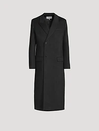 Wool-Blend Double-Breasted Long Coat