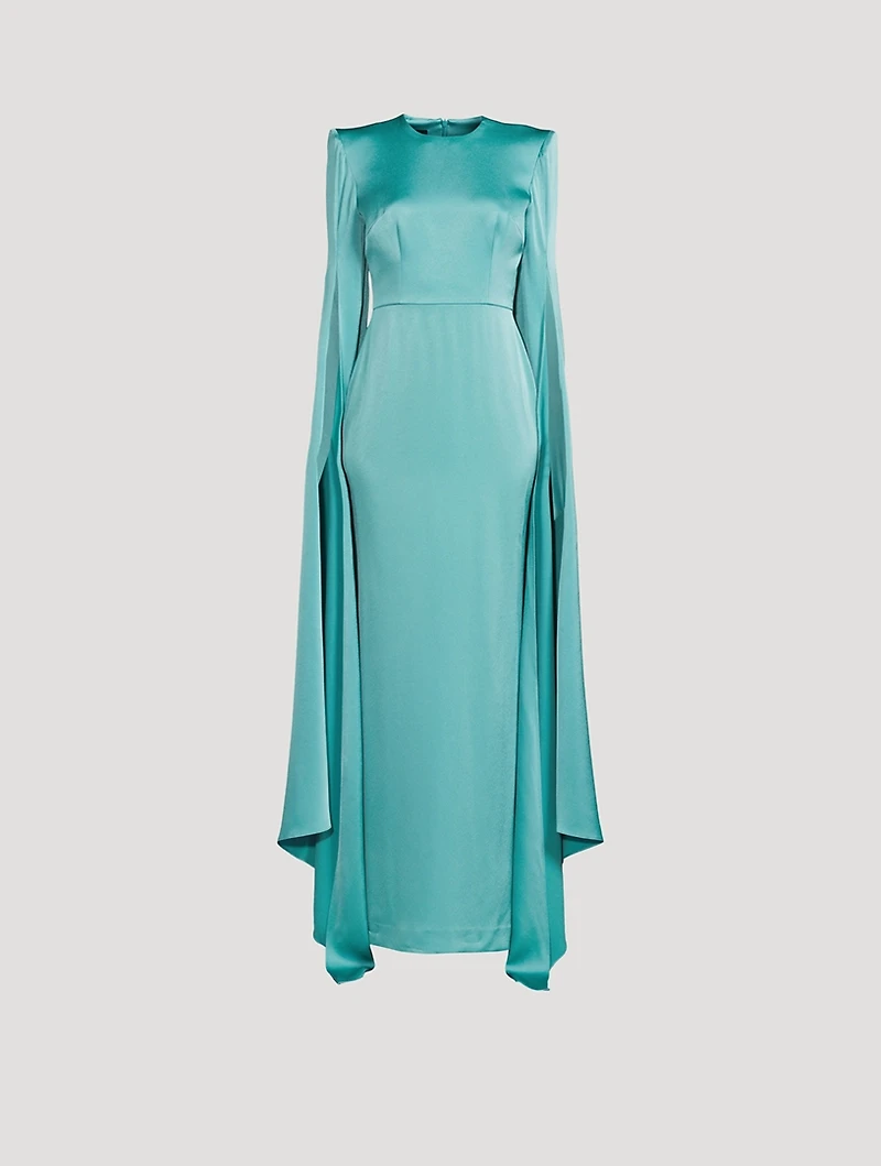 Bennett Cape-Sleeve Long Gown