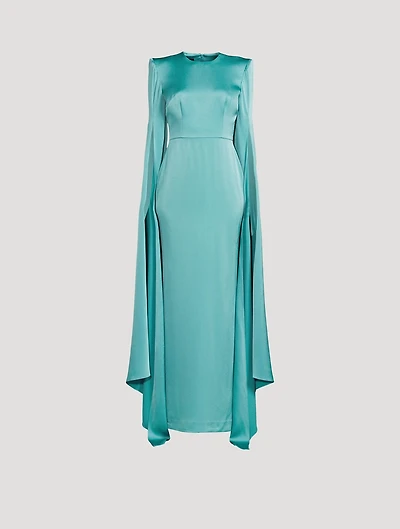 Bennett Cape-Sleeve Long Gown