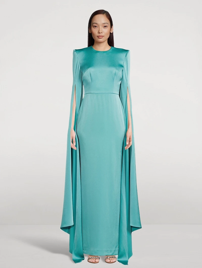 Bennett Cape-Sleeve Long Gown