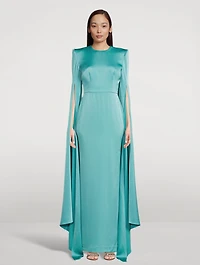 Bennett Cape-Sleeve Long Gown