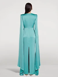 Bennett Cape-Sleeve Long Gown