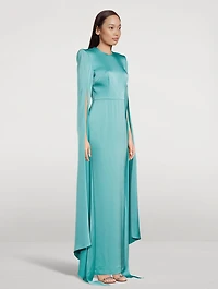 Bennett Cape-Sleeve Long Gown