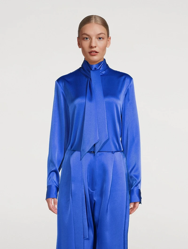 Fallon Satin Bow Blouse