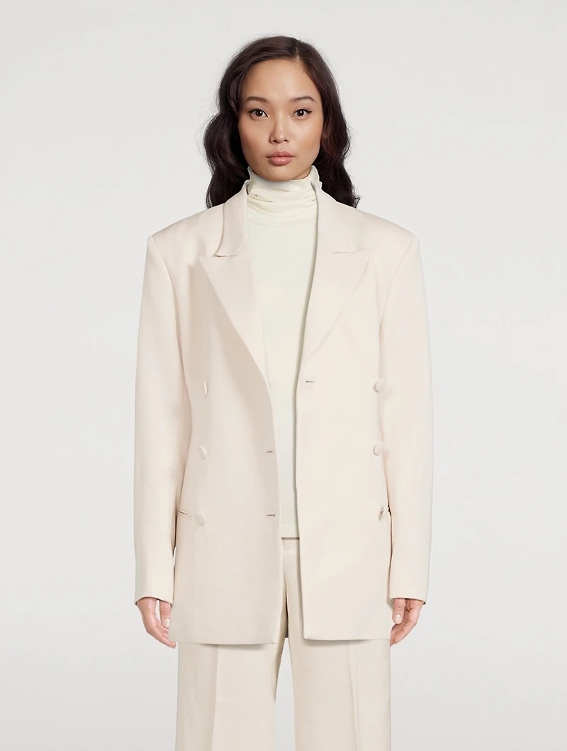 Cheval Wool Double-Breasted Suit Jacket