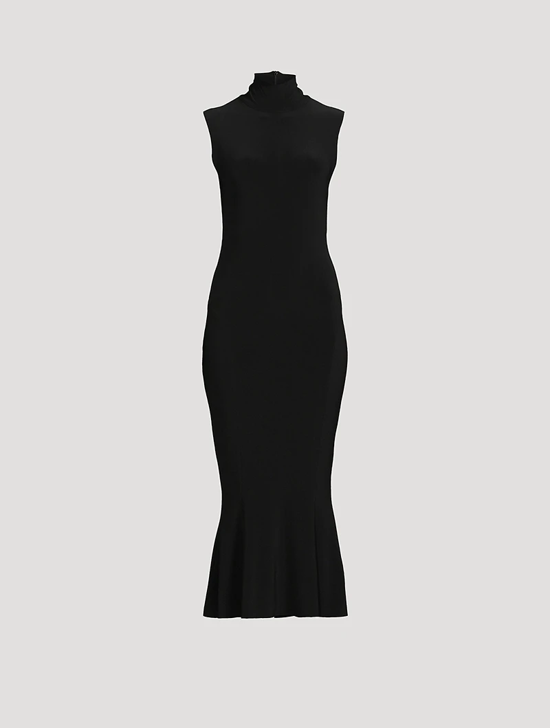 Turtleneck Fishtail Midi Dress