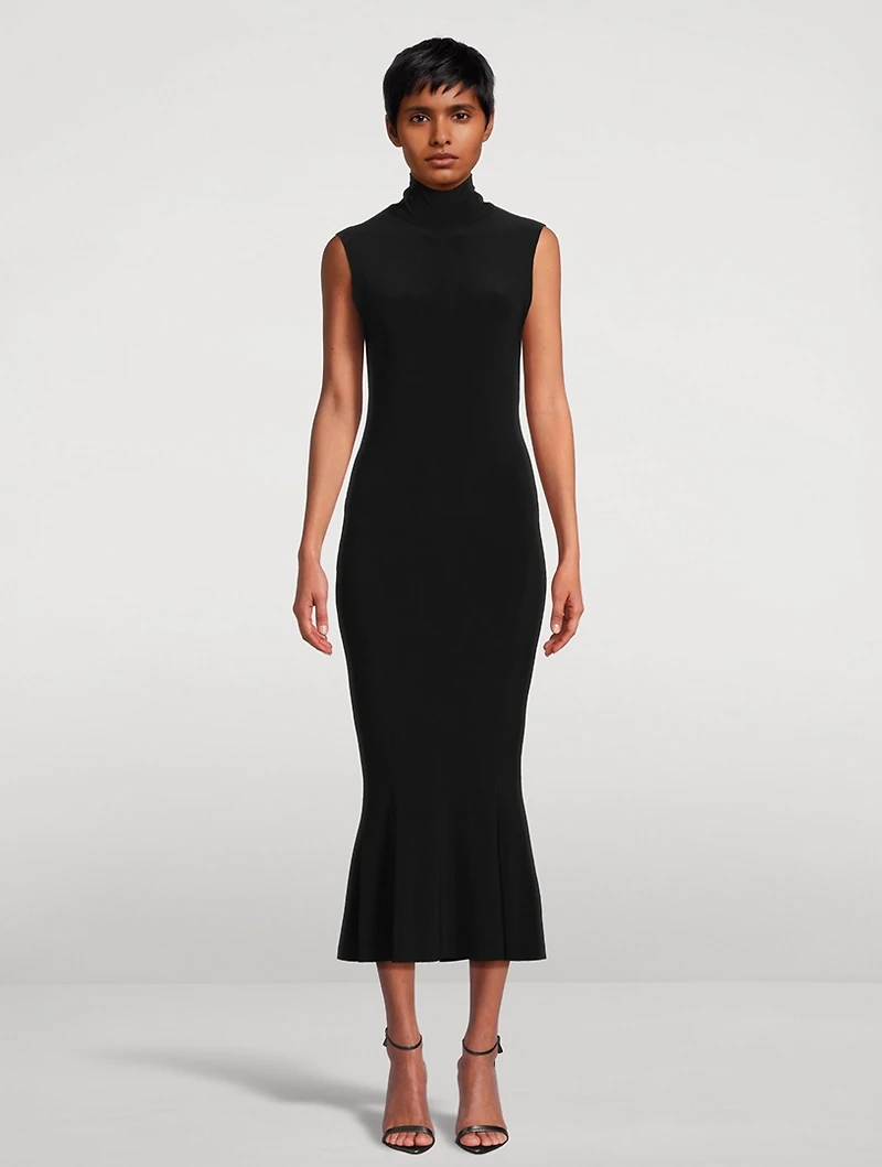 Turtleneck Fishtail Midi Dress
