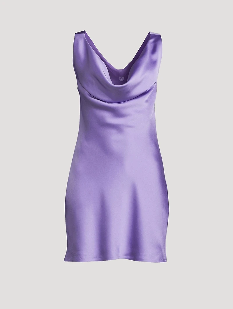 Draped Satin Mini Dress