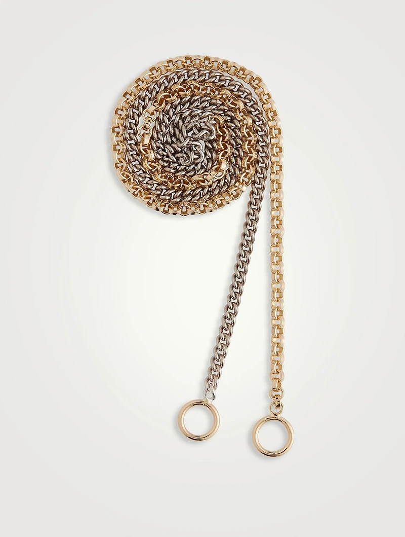 Sterling Silver And 14K Gold Mixed Up Half & Half Chain Necklace