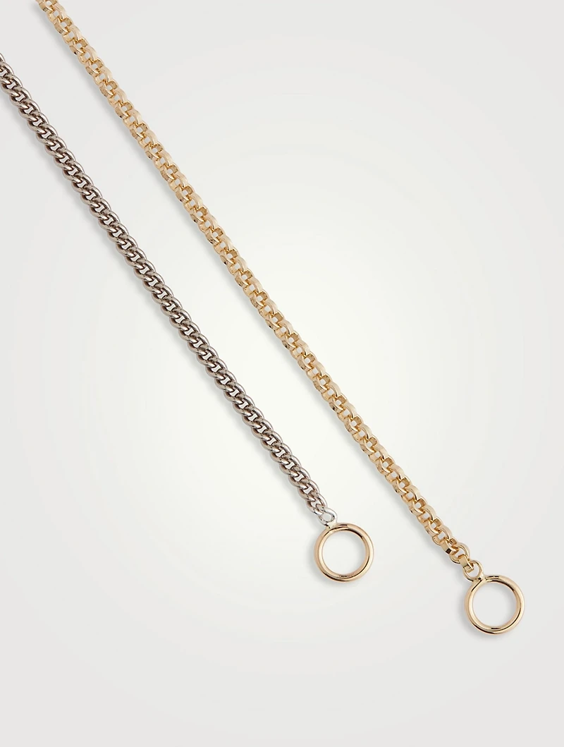 Sterling Silver And 14K Gold Mixed Up Half & Half Chain Necklace
