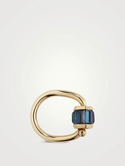 18K Gold Total Baguette Trundle Lock Ring with Blue Sapphire