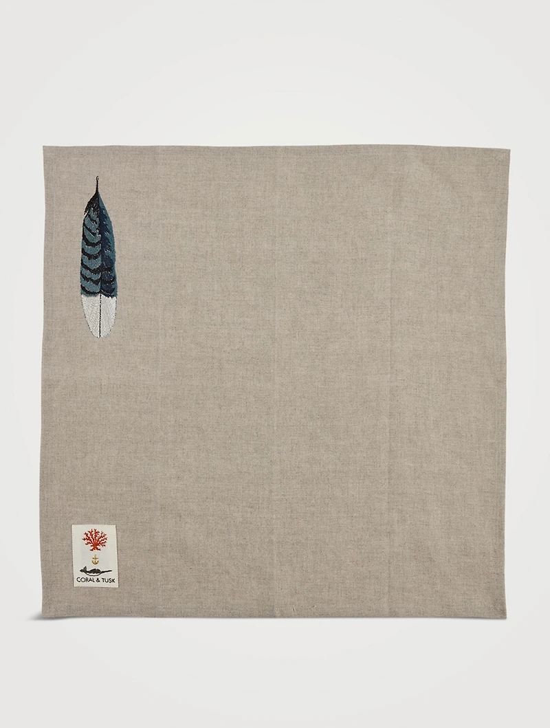 Blue Jay Feather Dinner Napkin