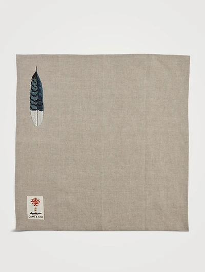 Blue Jay Feather Dinner Napkin