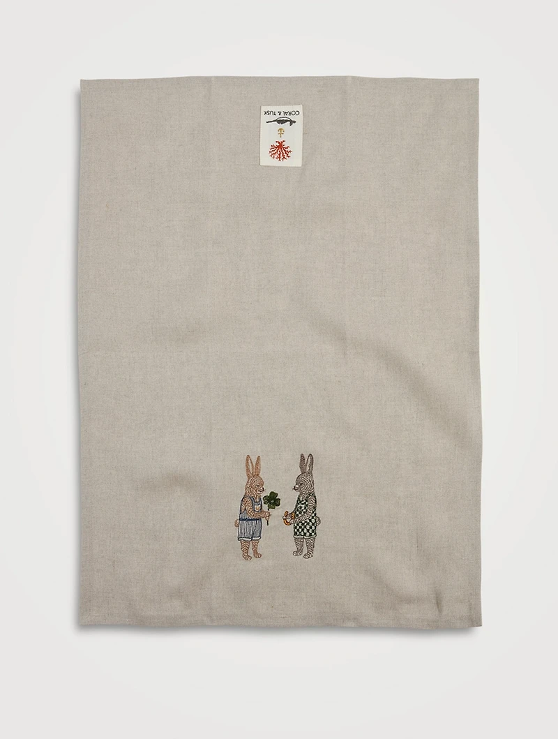 Good Luck Bunnies Tea Towel