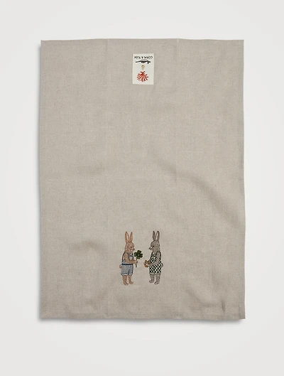 Good Luck Bunnies Tea Towel