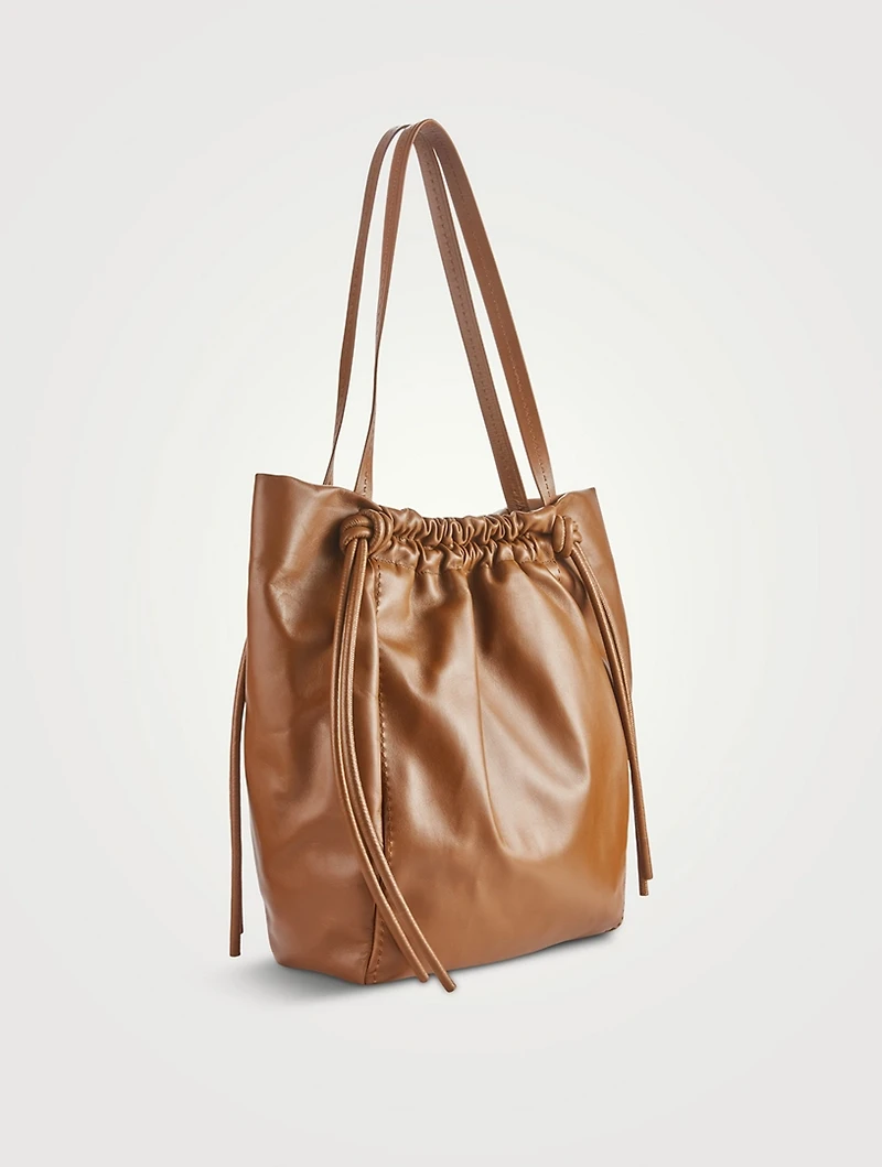 Drawstring Leather Tote Bag