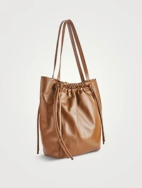 Drawstring Leather Tote Bag