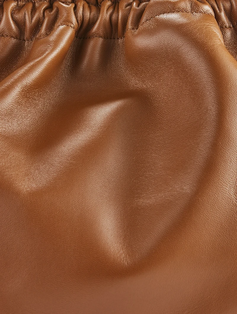 Drawstring Leather Tote Bag
