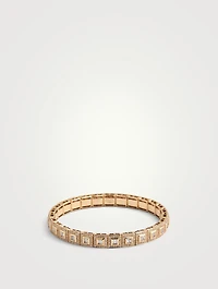 18K Rose Gold Square Stretch Bracelet With Diamonds