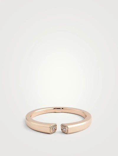 18K Rose Gold Diamond Halo Illusion Bangle Bracelet