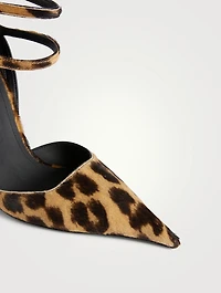 Pony Hair Wedge Pumps Leopard Print