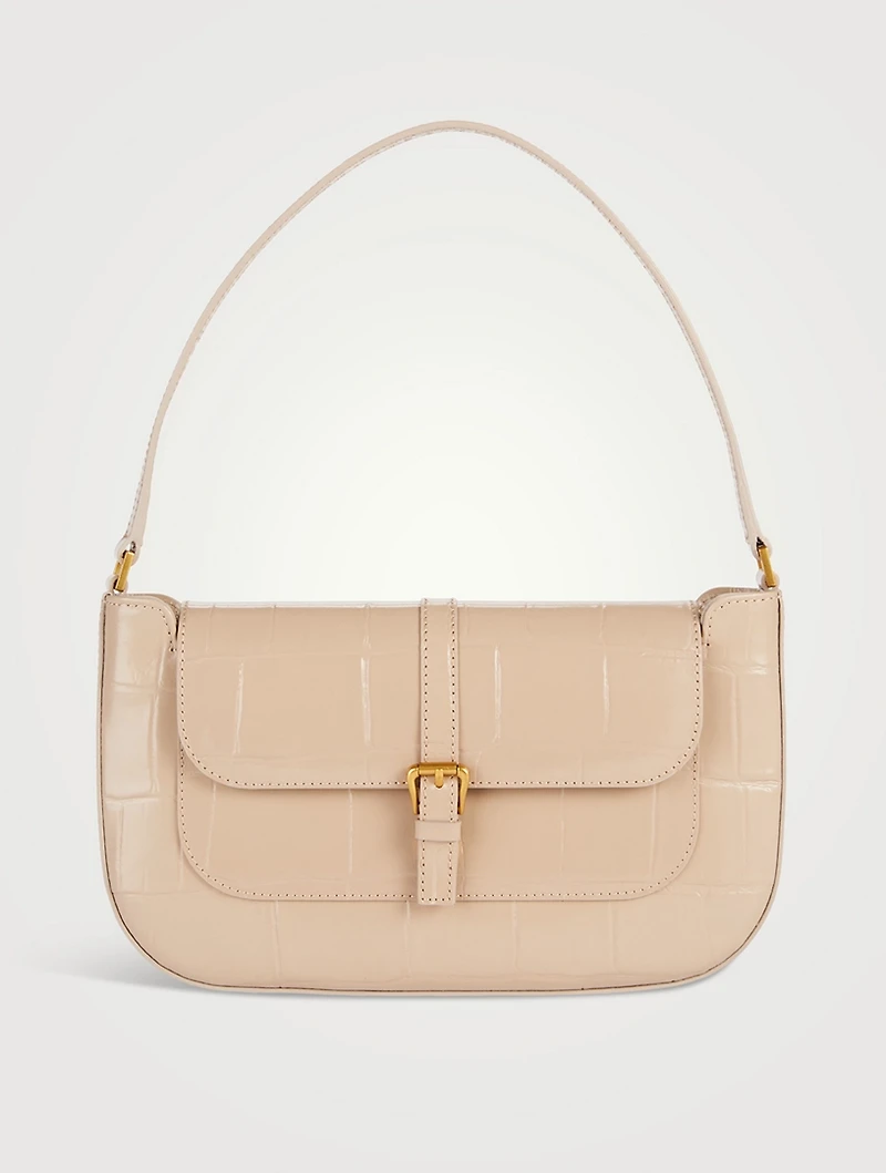 Miranda Croc-Embossed Leather Shoulder Bag