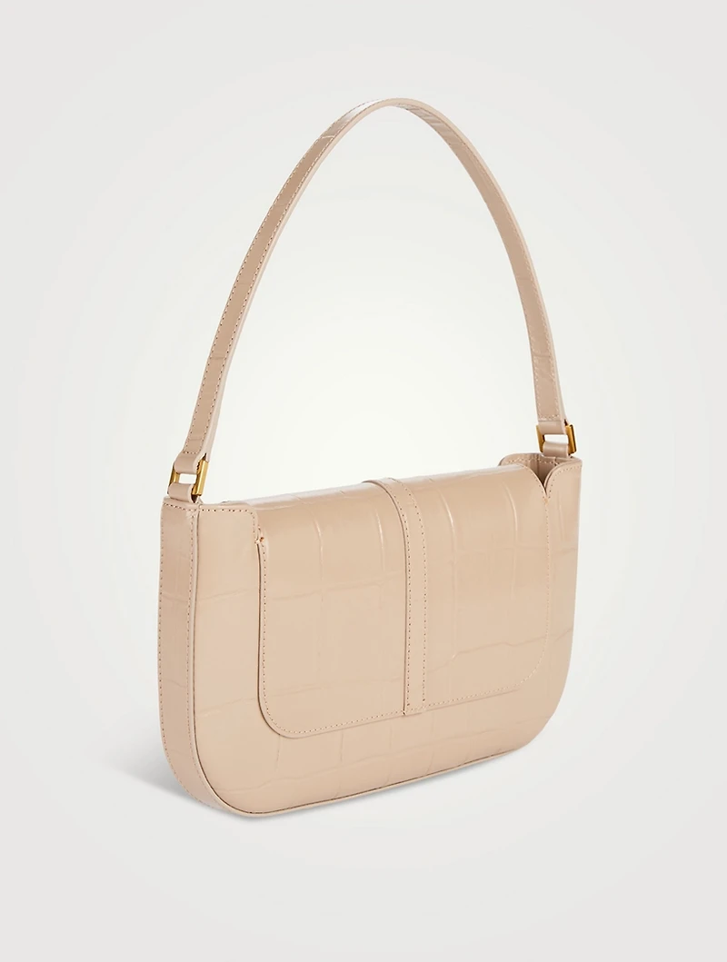 Miranda Croc-Embossed Leather Shoulder Bag